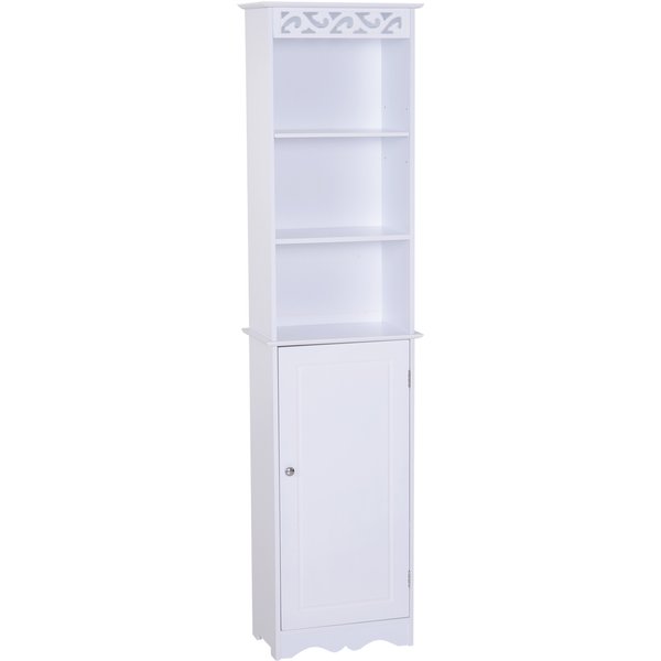 Homcom Meuble Colonne De Salle De Bain Armoire Toilette Haute 1 Placard Porte 5 ÉTagèRes Design Moderne Mdf 40 X 23 X 160 Cm Blanc-image