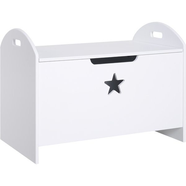 HOMCOM Children's Toy Storage Chest, MDF, Safety Hinge, Organiser for Kids Room, White Aosom UK