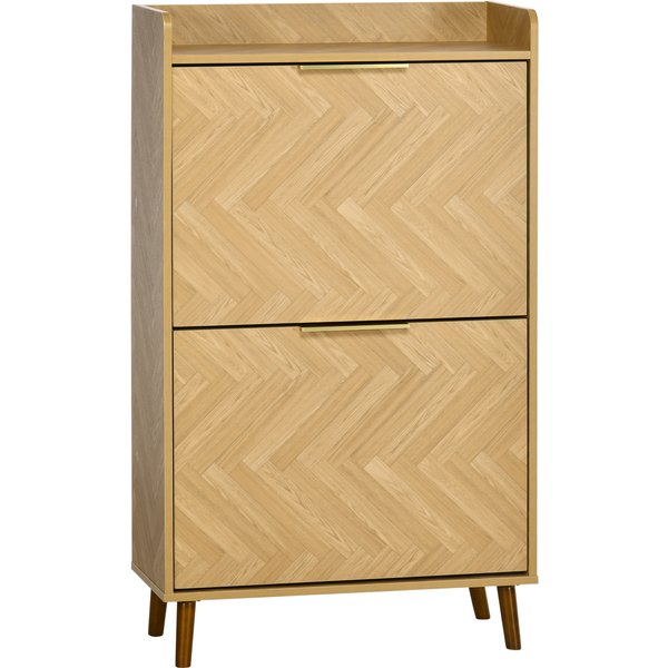 Homcom Meuble à Chaussures Meuble Pour Chaussures à 2 Abattants Capacité 12 Paires Pour Petit EntréE Salon Chambre 70 X 30 X 120 Cm-image