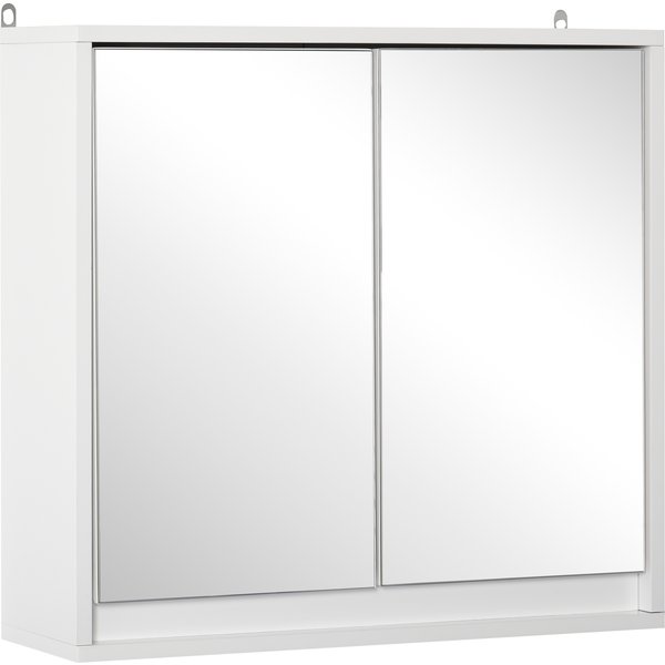 HOMCOM Bathroom Wall Cabinet with Mirror, 1 Internal Adjustable Shelf, Cushioned Door without Noise, for Mirrored Vanity, Bedroom, White Aosom UK