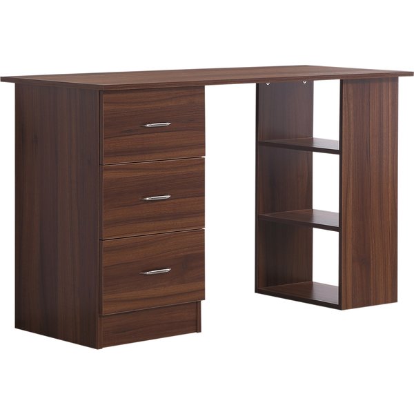 Homcom Bureau Informatique Table Multi-Fonctions 3 Tiroirs 3 éTagèRes Dim. 120L X 49L X 72H Cm Panneaux De Particules Noyer-image