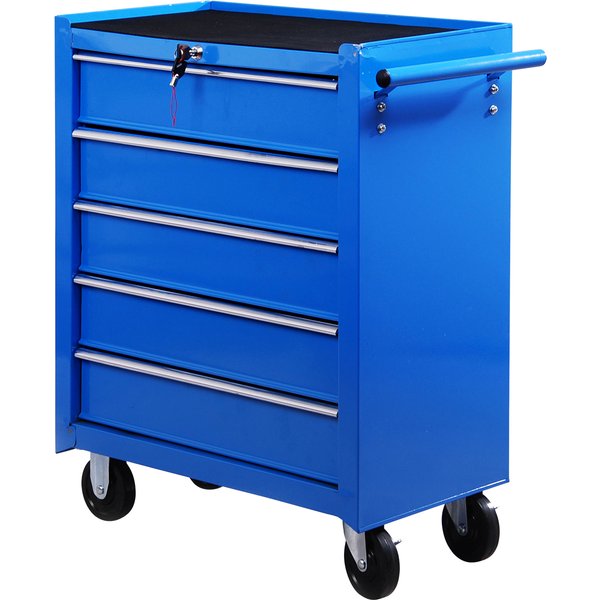 Homcom Chariot à Outils Mobile 5 Tiroirs Bleu-image