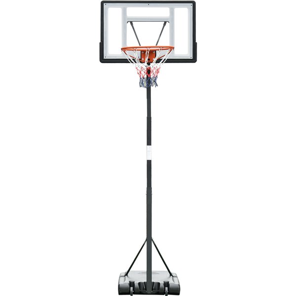 Homcom Panier De Basket-Ball Sur Pied Avec Poteau Panneau Base De Lestage Sur Roulettes Hauteur RéGlable Panier 2,55 - 3,05 M Noir Blanc-image