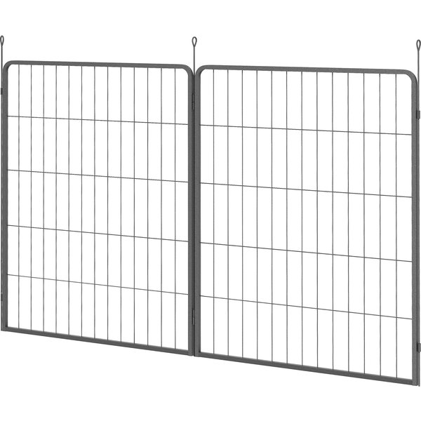 PawHut 2er-Set Erweiterung 2 Hundezaun-Paneele für Freigehege, 80 x 100 cm Welpenzaun aus Stahl, für kleine bis große Hunde Schwarz Aosom