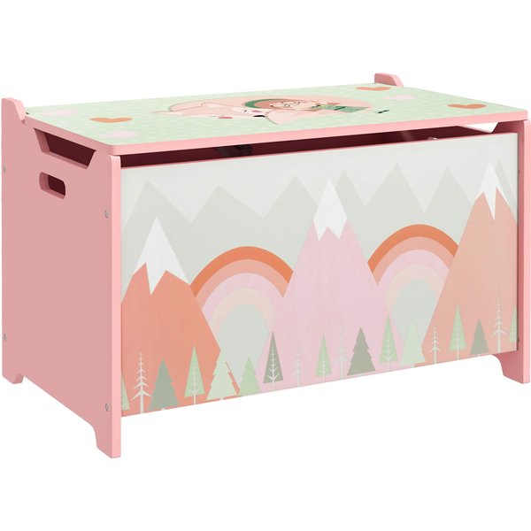 ZONEKIZ Toy Chest, Kids Storage Box with Safety Hinge, Cute Animal Theme, Durable and Spacious, Pink Aosom UK