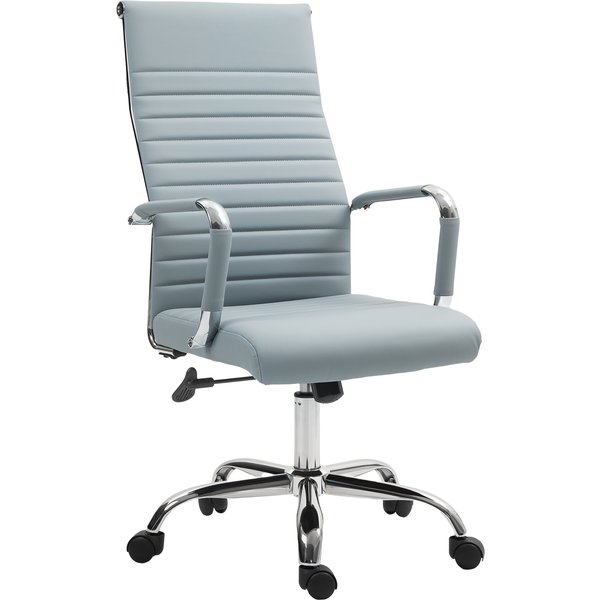 Vinsetto Office Chair, Swivel Chair with Rocking Function, Height Adjustable, Faux Leather, up to 120 kg, Light Gray | Aosom Ireland
