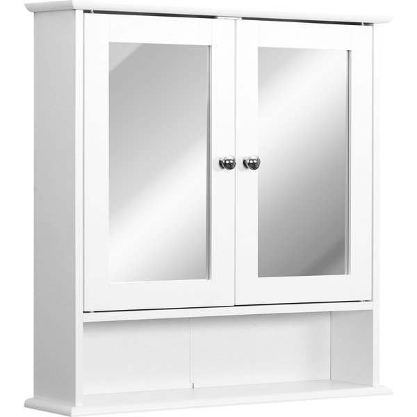 Homcom Armoire Murale Salle De Bain Avec Double Miroir Et ÉTagèRes RéGlables Blanc Mdf Aosom France-image