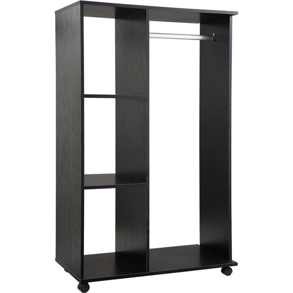 Homcom Penderie Mobile à Roulettes Design Moderne Noir Panneaux/Aluminium Aosom France-image