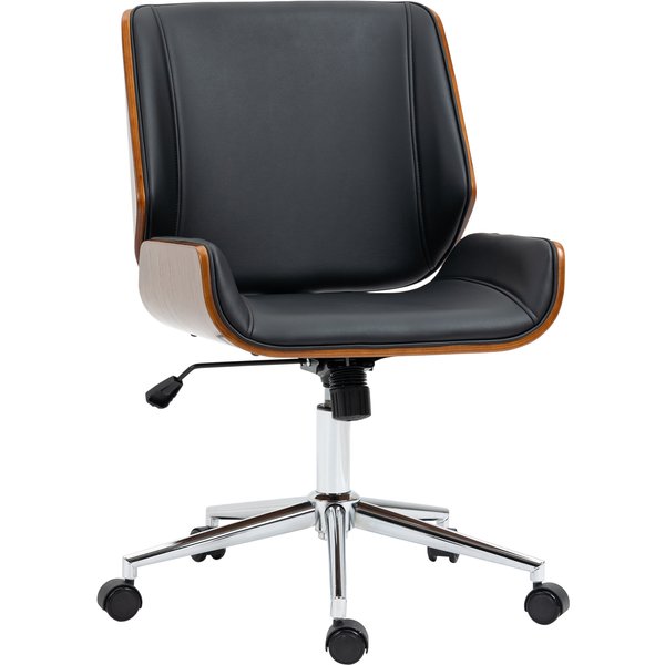 Vinsetto Fauteuil Chaise De Bureau Ergonomique Design Vintage Hauteur RéGlable Pivotant 360° PièTement Chromé 51 X 65,5 X 82-92 Cm Gris-image