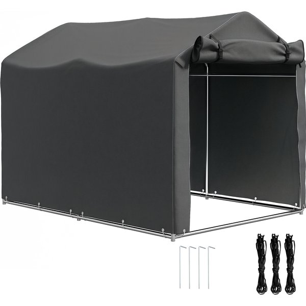 Outsunny 2.2 x 1.6 m Garden Storage Tent, Waterproof Anti-UV Bike Tent with Roll-up Zipper Door, Galvanised Outdoor Storage Shelter Carport for Bike, Motorbike, Garden Tools, Dark Grey | Aosom Ireland