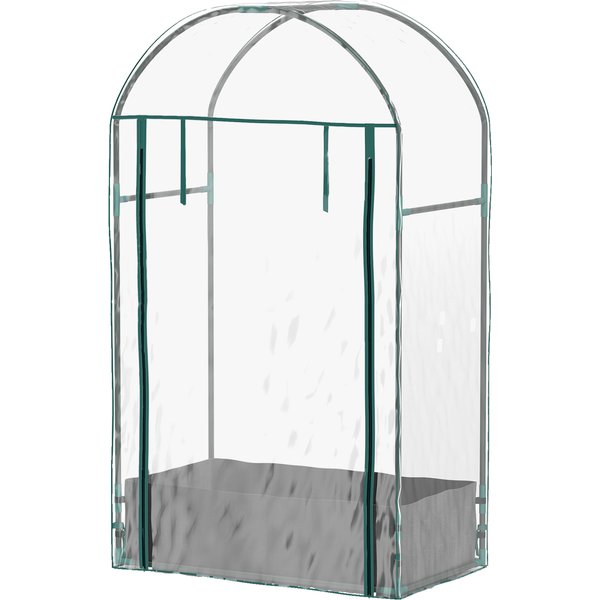 Outsunny Garten-Gewächshaus, Balkon-Gewächshaus, verstärkte PVC-Abdeckung, Stahlrahmen, aufrollbare Reißverschlusstür, mit Pflanzsack, für Gemüse Pflanzen, innen und außen, 89x50x152cm transparent Aosom