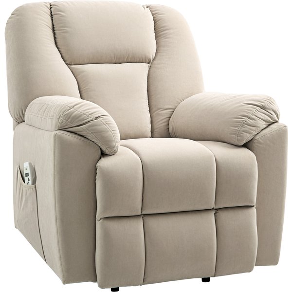 HOMCOM Relaxsessel mit Massagefunktion und Heizung, elektrischer Relaxsessel mit verstellbarer Rückenlehne, USB-Anschlüssen, Fernbedienung, Relaxstuhl für Senioren, Beige Aosom
