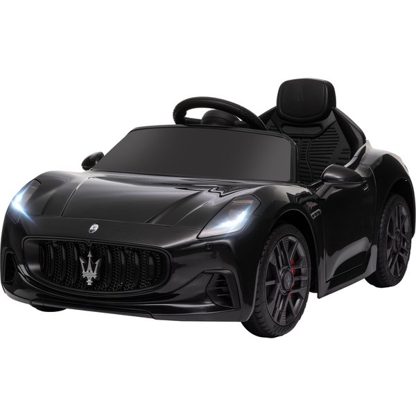 AIYAPLAY Elektroauto für Kinder im Maserati Gran Turismo Folgore-Lizenzfahrzeug, 12V Elektrofahrzeug mit 2,4G Fernbedienung, LED-Scheinwerfern, Musik, Hupe, MP3, Auto für Kinder von 3 bis 5 Jahren, Schwarz Aosom