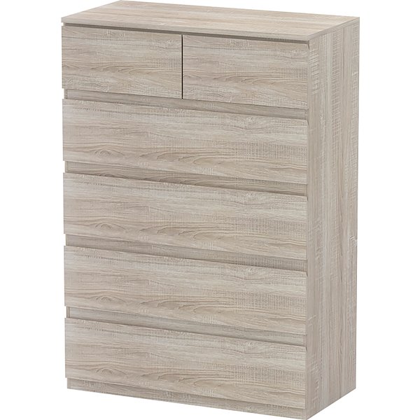 HOMCOM Schubladenschrank 6 Schubladen Aufbewahrungsschrank ohne Griffe minimalistisches Design - 80 x 39 x 115 cm - Naturholz Aosom