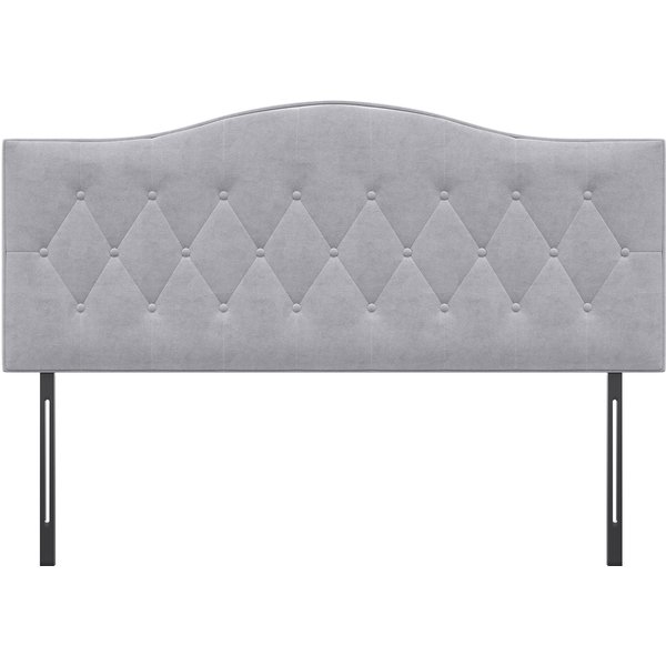 Homcom TêTe De Lit Pour Lit Rembourré Capitonné TêTe De Lit De Lit En Gris Peuplier Tissu Velours 185 X 8 X 134 Cm-image