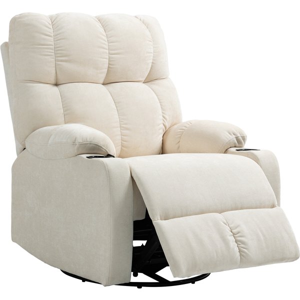 Homcom Fauteuil Inclinable Avec Repose-Pieds, Chaise Longue, Pivotante, Jusqu'à 150 Kg, Cadre En Acier, 88X96X108Cm, Beige-image