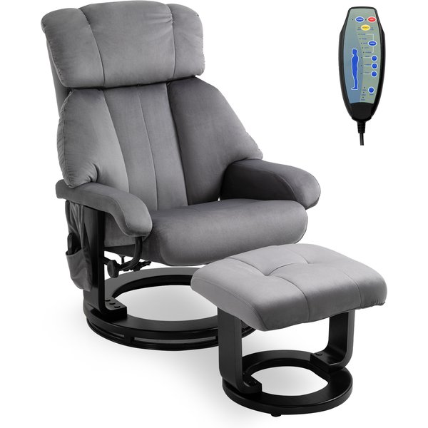 Homcom Fauteuil De Massage Fauteuil De TéLéVision Avec Fonction De Couchage Fauteuil Avec Repose-Pieds Fonction De Massage En Polyester Velouté Gris 76 X 80 X 102 Cm-image