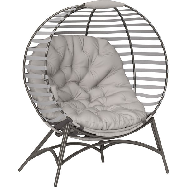 Outsunny Egg Chair with Cushion & Side Pocket - Light Grey | Aosom Ireland