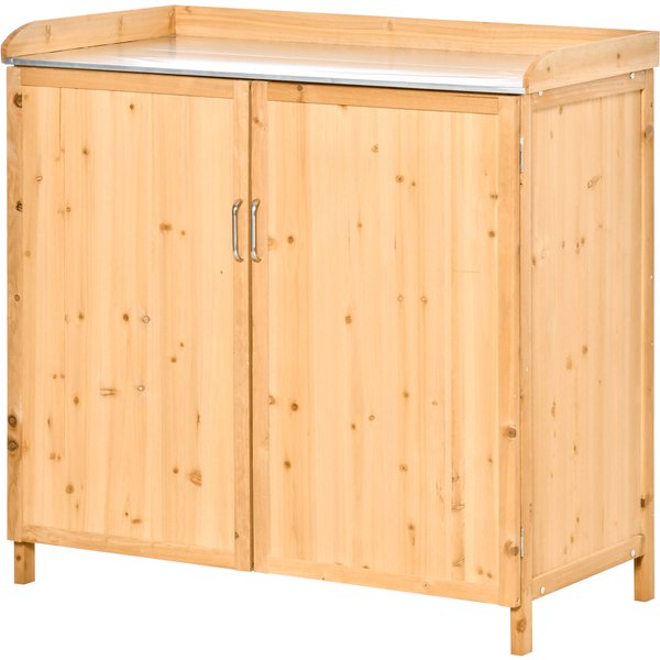 Outsunny Table De Rempotage Jardinage Avec Plan De Travail Et Placard 2 Niveaux-image