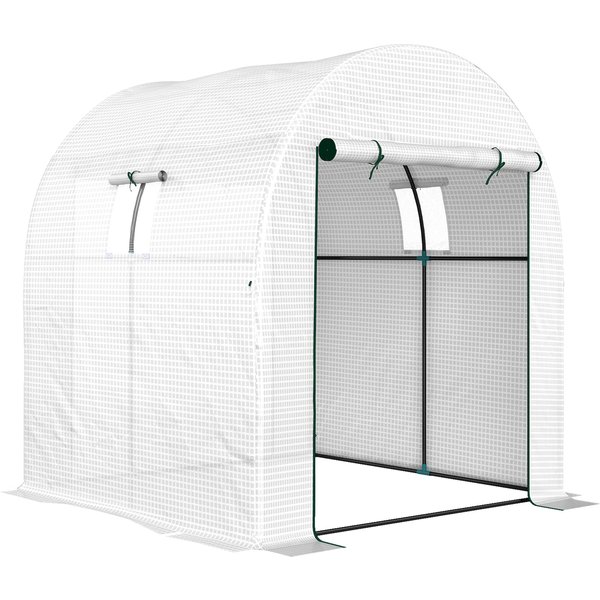 Outsunny 180 x 180cm Walk-In Polytunnel Greenhouse - White| Aosom Ireland