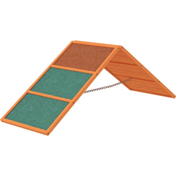 Pawhut Rampe D'agilité Pour Chiens, Pliable, Hauteur Ajustable, AntidéRapante, En Bois De Sapin, Jusqu'à 40 Kg, 173 X 59 X 66 Cm, Orange/Vert-image
