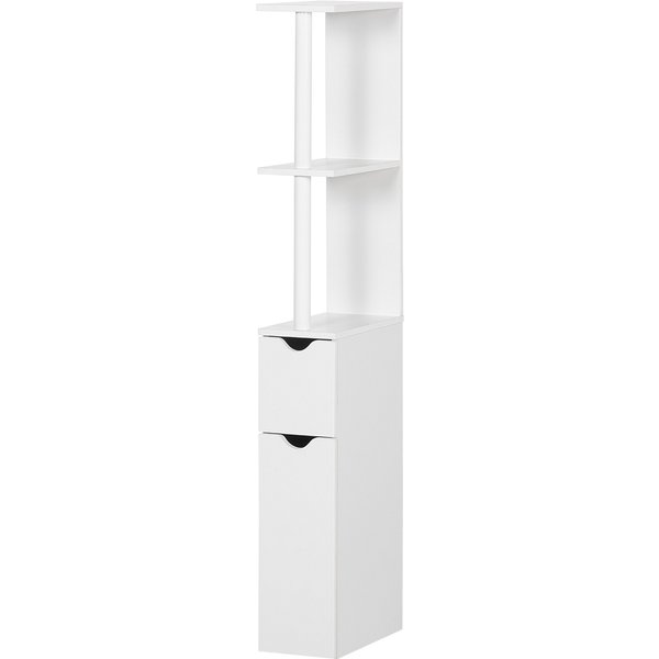 Kleankin Badezimmerschrank mit 2 Regalen und 2 Schränken, hoher platzsparender Schrank aus MDF, 15,2x29,8x118cm, Weiß Aosom