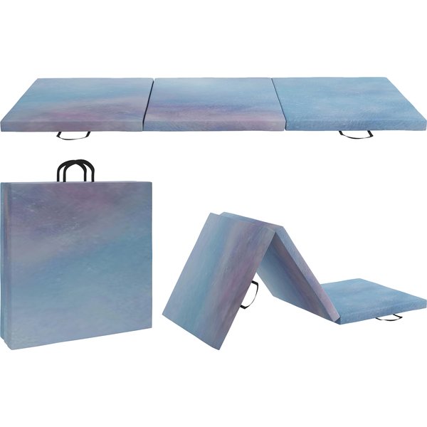 HOMCOM Faltbare Gymnastikmatte, dicke Gymnastikmatte, 180 x 60 x 5 cm, mit Griff, Bodenmatte für Yoga, Sport, Fitness, Pilates, synthetische Beschichtung, blau Aosom