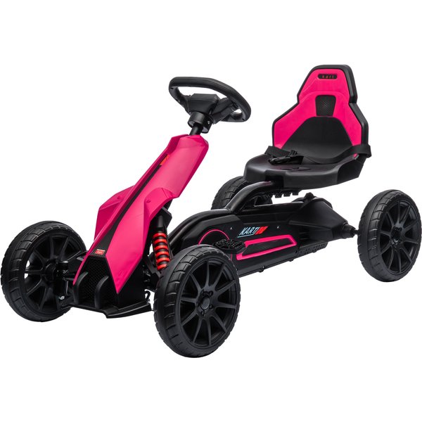 Homcom Go-Kart, VéHicule Pour Enfants Avec SièGe Ajustable, VéHicule à PéDales, Tretauto Avec Frein à Main, 3-8 Ans, En Plein Air, Rose-image