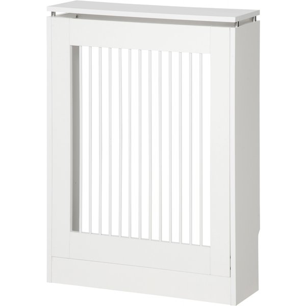 HOMCOM Moderne und elegante Lamellen-Heizkörperverkleidung für Zuhause, aus MDF und Stahl, 60x18x84 cm, Weiß Aosom
