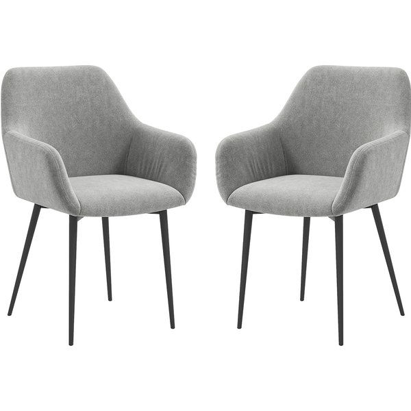HOMCOM Set 2 Esszimmerstühle Nordisches Design, Küchenstühle Polsterung aus Samt mit Armlehnen und Stahlbeine für Wohnzimmer, 54x57x80 cm, Dunkelgrau Aosom