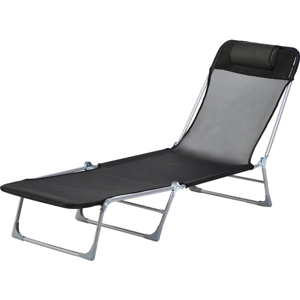 Outsunny Sonnenliege Gartenliege verstellbar klappbar mit Kissen Rückenlehne in 5 Stufen verstellbar 182L x 56B x 28H cm schwarz Aosom