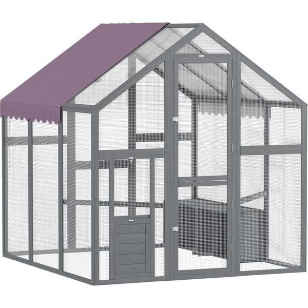 Pawhut Enclos à Poules, Poulailler Avec Toit ImperméAble, 2 Nichoirs, 2 Perchoirs, Pour 6-8 Poules, Env. 1,7 X 1,8 X 1,8 M-image