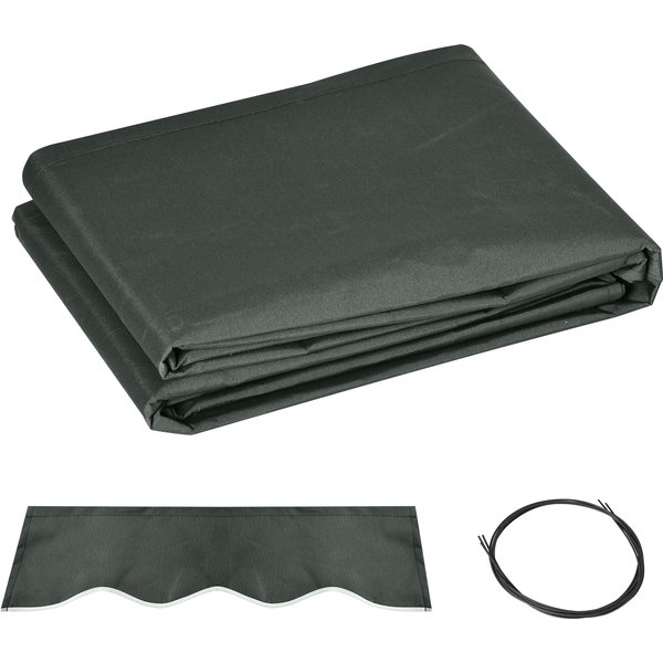 Outsunny Ersatz-Markisenstoff mit Wellenlambrequin - Hochdichtes Polyester 280 g/m² UV-Schutz dim. 3,82L x 2,4l (ausladend) m Grau Aosom