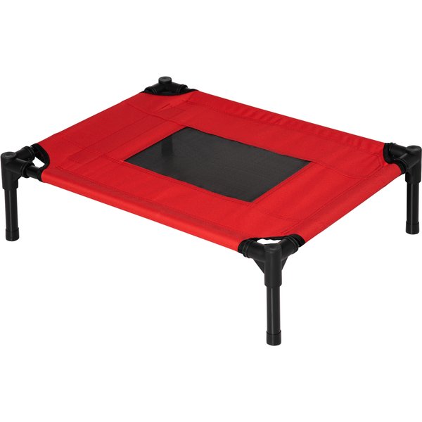 PawHut Erhöhtes Hundebett für Katzen Haustiere Oxford-Gewebe Textilene mikroperforiert 61 x 46 x 18 cm Rot und Schwarz Aosom
