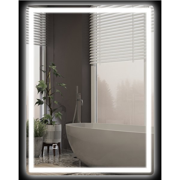 Homcom Miroir De Salle De Bain Miroir Led Miroir Mural Avec Interrupteur Tactile AntibuéE 60 X 80 X 4 Cm Blanc-image