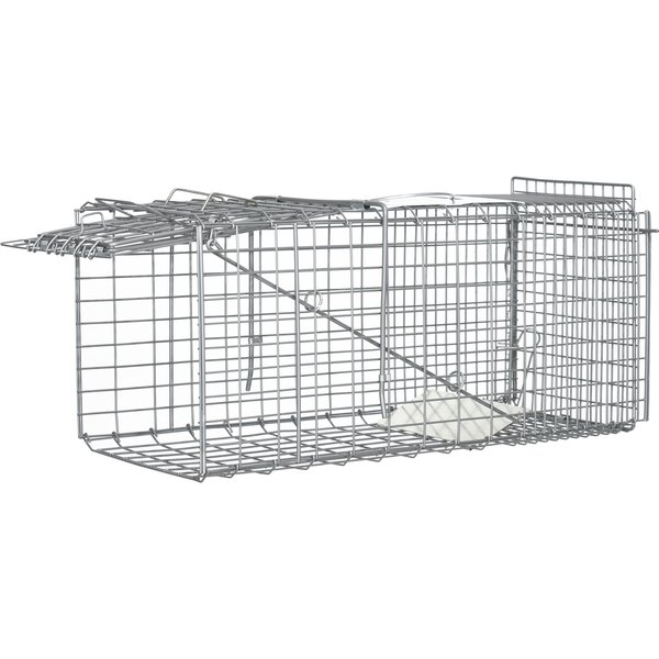 Outsunny Lebendfalle Faltbare Fangkäfig für kleine Tiere wie Ratten und Mäuse - 2 Türen + Griff - 66 x 24 x 30 cm - Stahl grau Aosom