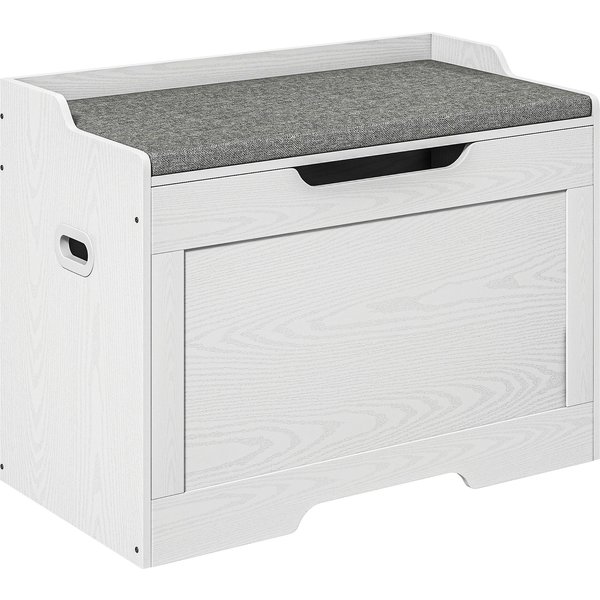 HOMCOM Aufbewahrungsbank mit 103L und Leinenstoff-Kissen, Multifunktionale Truhe mit Sicherheitsverschluss für Schlaf- und Eingangsbereich, 75x40x56cm, Weiß Aosom