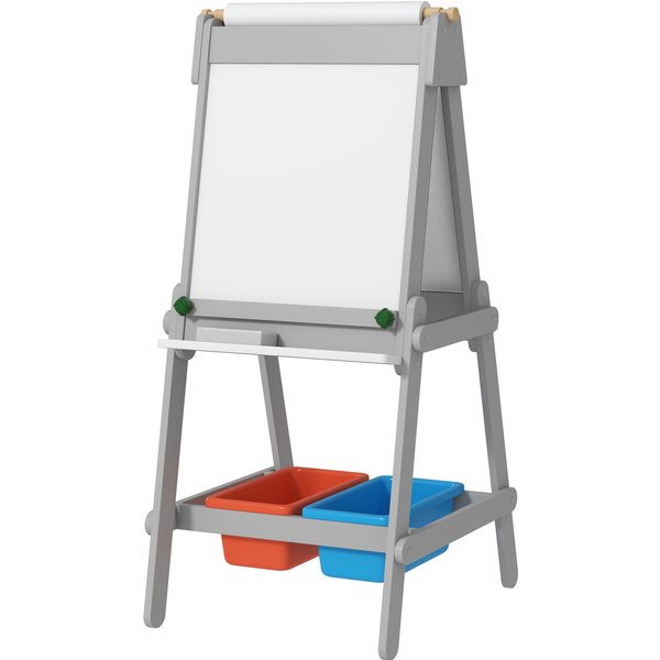 Aiyaplay Chevalet Pour Enfants Double Face Avec Rouleau De Papier, Tableau Noir, Tableau Blanc, Design 3-En-1, Pour Dessiner Et Peindre-image