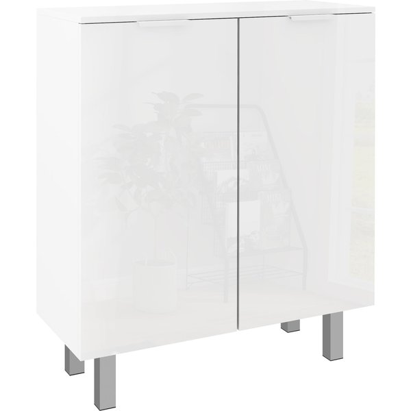 HOMCOM Narrow Shoe Storage Cabinet with Soft-Close Hinges and Adjustable Shelves for 15-20 Pairs of Shoes, High Gloss Aosom UK