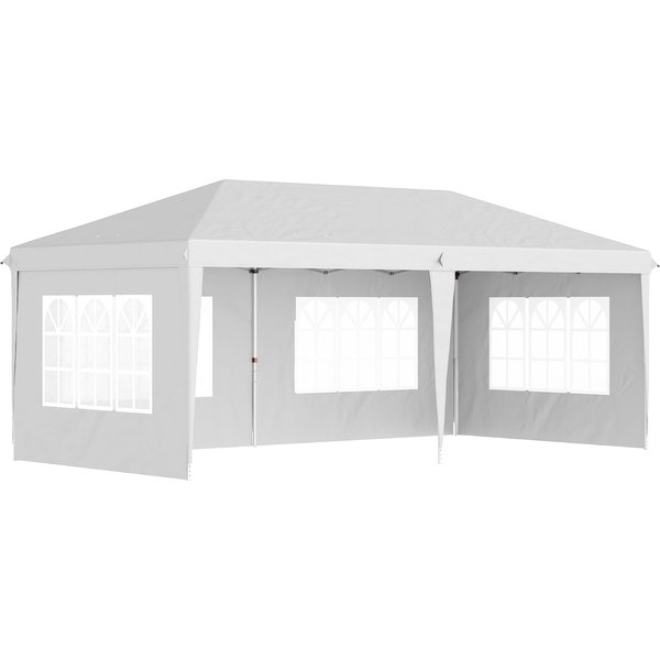 Outsunny Tonnelle Pop-Up Pliante - Tente De RéCeption - 3 X 6 M 3 CotéS DéMontables Blanc-image