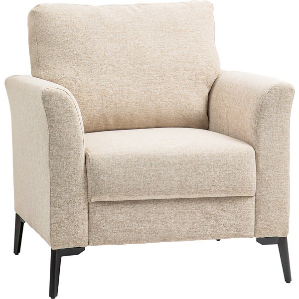 HOMCOM Modern Armchair, Linen Fabric Upholstered Accent Chair with Metal Legs, Wood Frame and Padded Cushion for Living Room Bedroom Office, Beige | Aosom Ireland