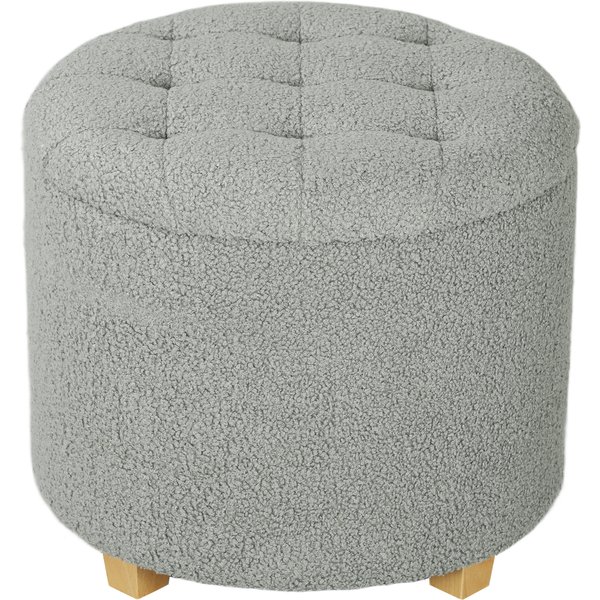 HOMCOM 31.8L Teddy Fleece Storage Ottoman - Dark Grey