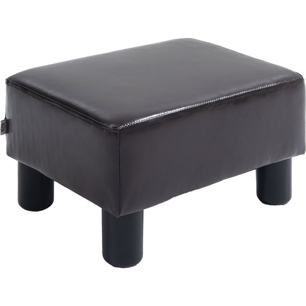 HOMCOM Ottoman Cube Footstool, PU Leather with 4 Plastic Legs, Versatile Furniture for Living Room, 45L x 45W x 45H cm, Black Aosom UK