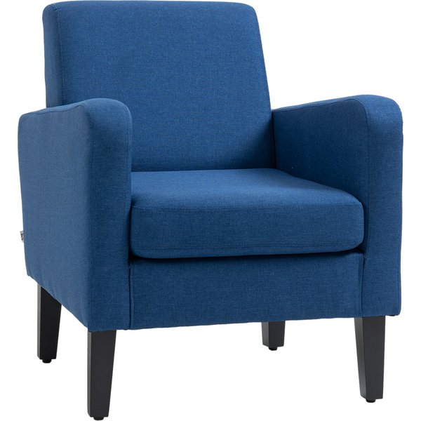 HOMCOM Modern Accent Chair, Occasional Chair with Rubber Wood Legs and Anti-Cat-Scratch Material for Living Room, Bedroom, Blue Aosom UK