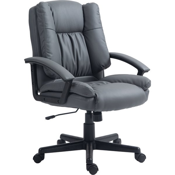 HOMCOM Ergonomic Office Chair PU Leather Upholstery Executive Office Chair with Adjustable Height Max Load 120kg, Dark Grey Aosom UK