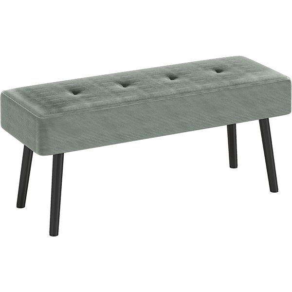 HOMCOM End of Bed Bench, Corduroy Bedroom Bench with Thick Padding and Steel Legs, Tufted Window Seat for Entryway, Living Room, Green