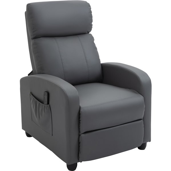 HOMCOM Reclining Massage Chair, Faux Leather with Footrest, Remote Control, for Lounge, Bedroom, Cinema, Grey | Aosom Ireland