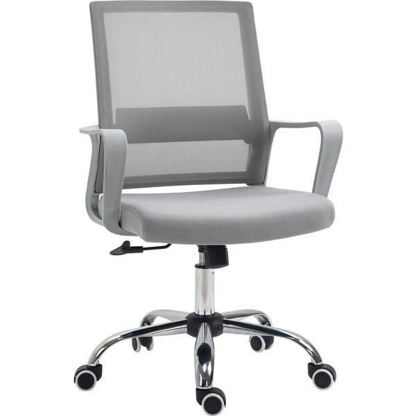 Vinsetto Ergonomic Office Chair, Mesh, with Arms, Adjustable Lumbar Support, Smooth 360° Swivel, Grey Aosom UK