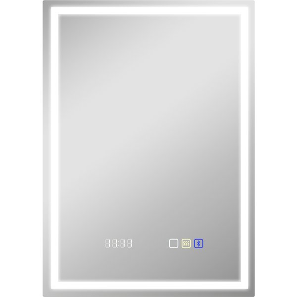 HOMCOM 50 x 70 cm Anti-Fog LED Bathroom Mirror with Bluetooth and Clock, Stylish & Functional Design, Silver Aosom UK