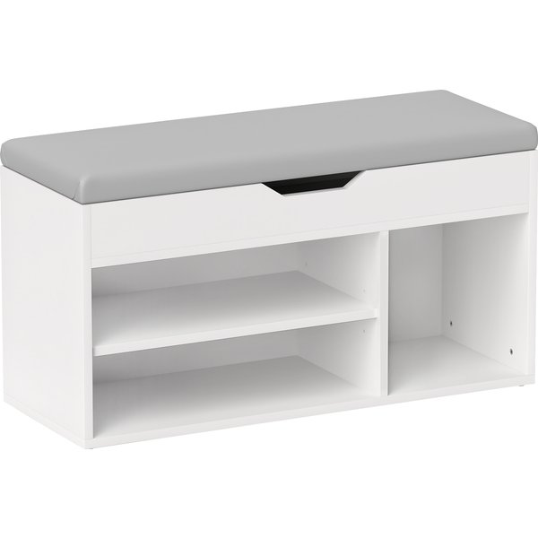 HOMCOM Shoes Cabinet Bench Hidden Storage Padded Seat Organiser Footwear Rack Hallway Cream White | Aosom Ireland